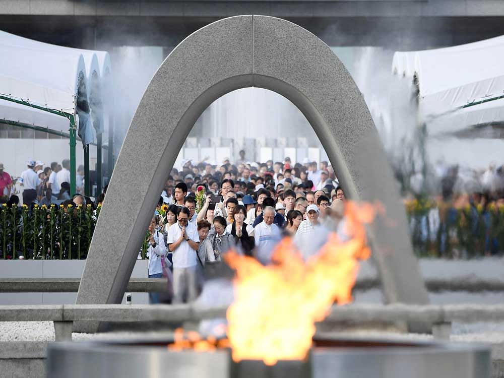 Prime Minister Shinzo Abe, speaking at the annual ceremony at Hiroshima Peace Memorial Park near the ground zero, said Japan hoped to push for a world without nuclear weapons in a way that all countries can agree. Representational Image. Photo credit: Reuters.