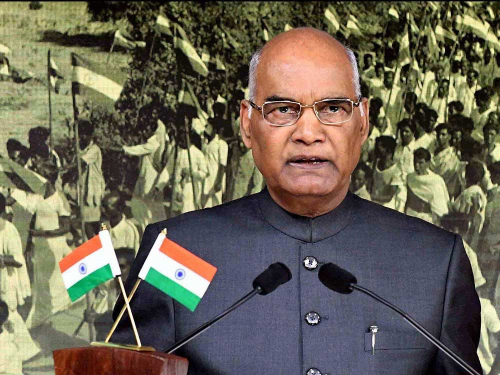 President Ram Nath Kovind addresses the Nation on the eve of 71st Independence Day, in New Delhi on Monday. PTI Photo.