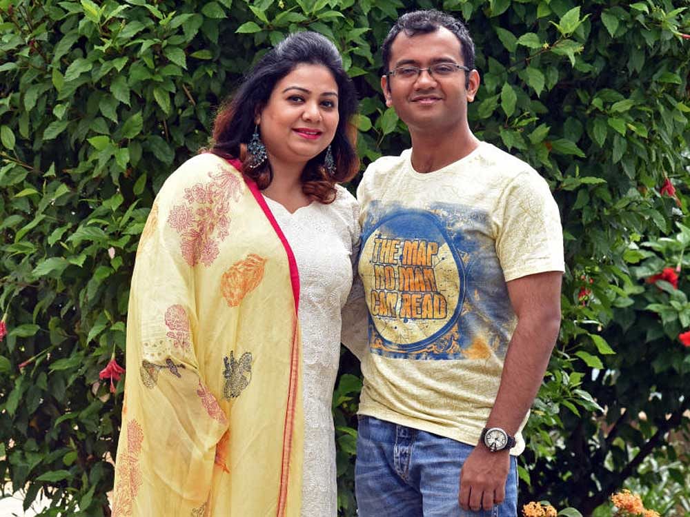 Debapriya and Nilanjana at Rohan Vasantha apartments, Marathahalli in Bengaluru. DH Photo by S K Dinesh