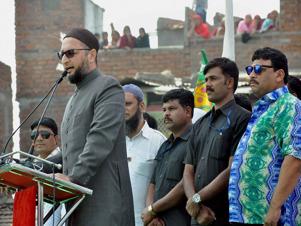 Owaisi is central to the BJP's 'Mission 2019' plan, with the party aiming to score another Uttar Pradesh in Telangana. PTI file photo.