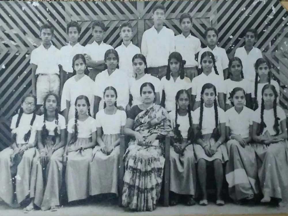 (From left, seated) Manjula (2nd), Jayashree, S K Janaki (4th), Ethel Furtado, Malathi (7th), Nistharni and Padmaja. (First row, standing) Sumithra, Subbamma, S G Sharada, Prem Kumari, the author, Lakshmi and Nagaprabha.