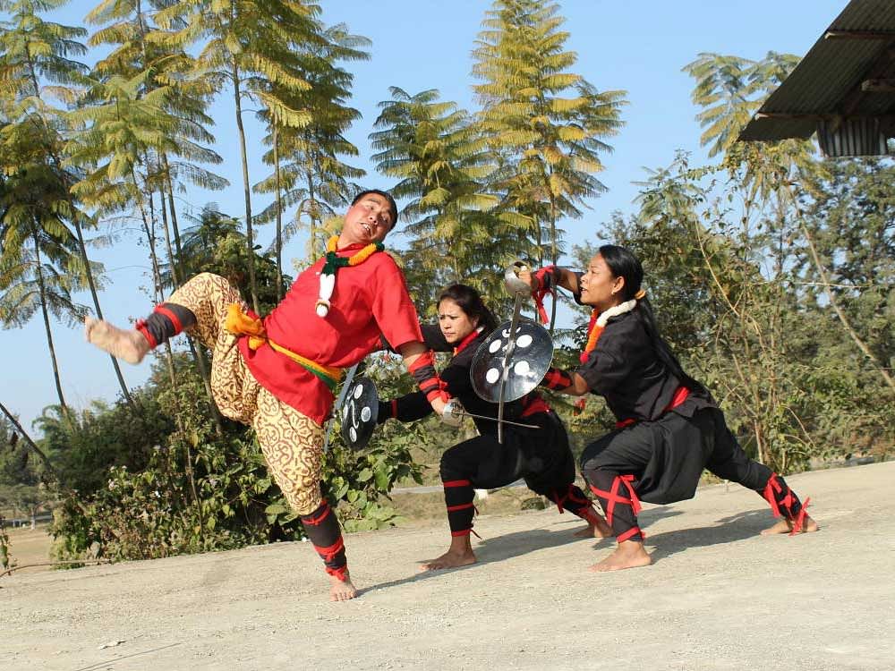 Thang-ta in Manipuri comprises two words - thang means sword and ta means spear.
