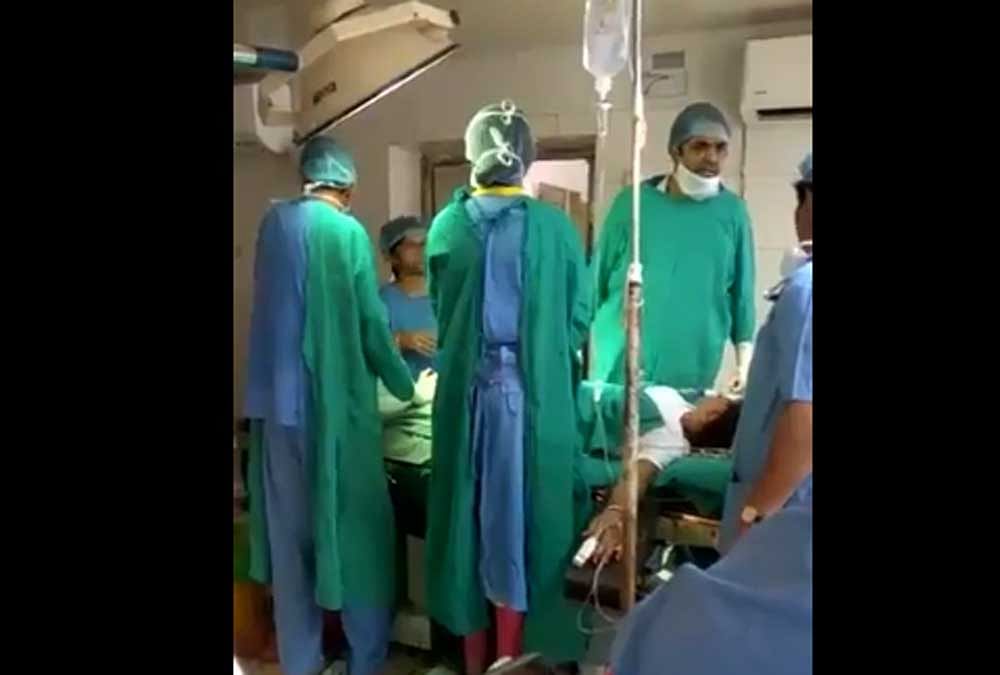 The video purportedly showed the two doctors in Jodhpur's Umaid Hospital shouting at each other. Video grab
