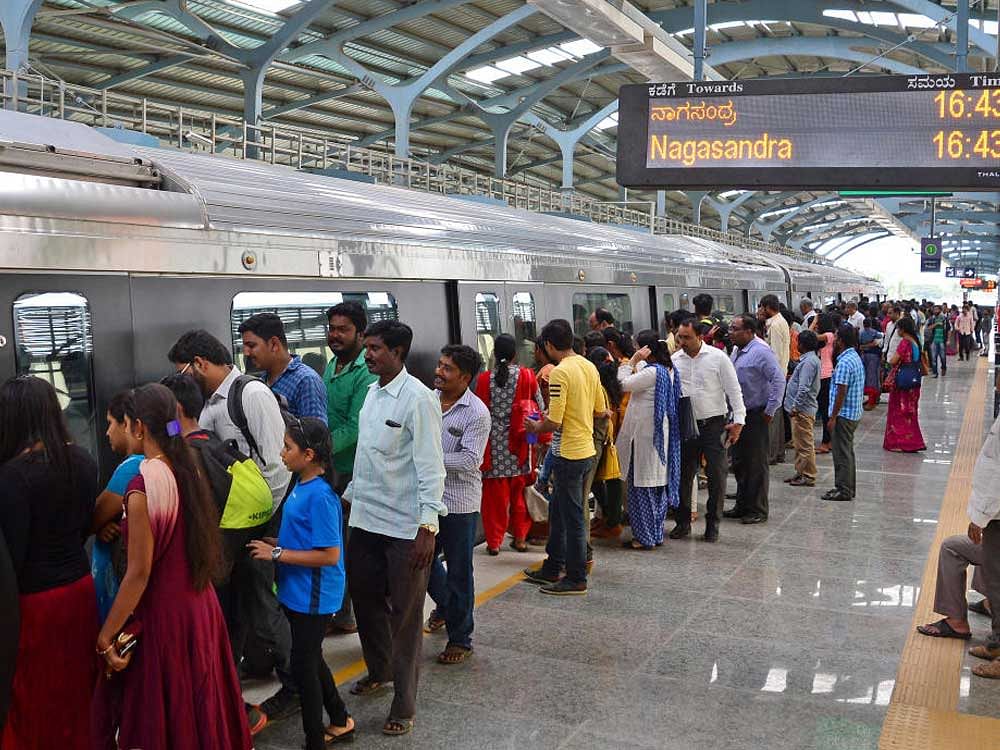 The line is expected to carry 4.03 lakh people a day once it is commissioned in 2021. DH file photo