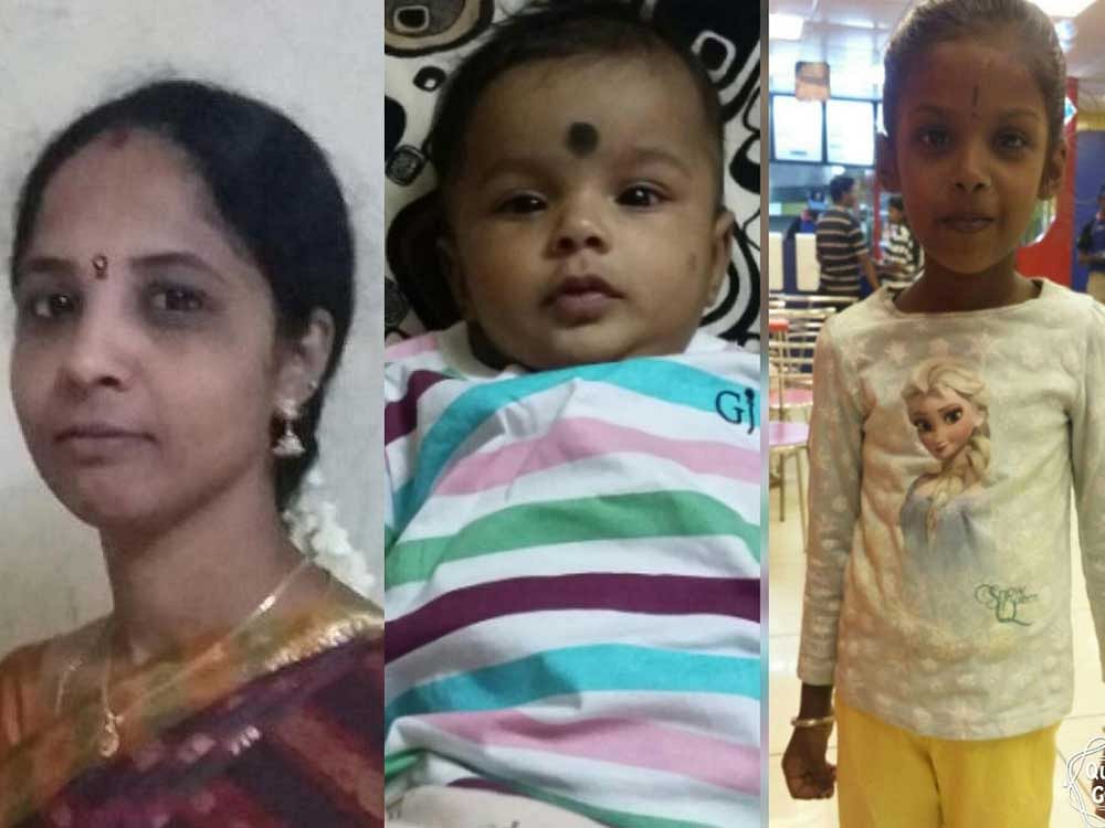 Renuka (left), who hanged herself at her house and her daughters Pallavi, Nischita whom she killed. Financial troubles are said to be the reason behind the act
