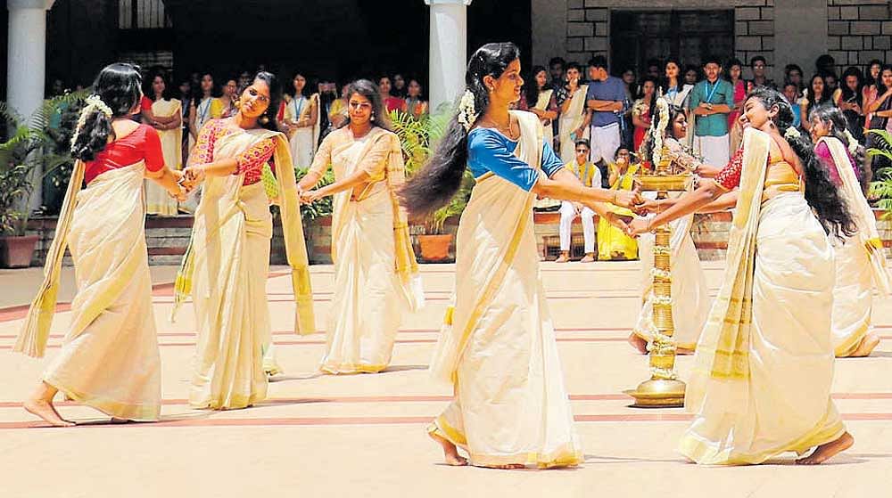 graceful: Students performing 'Thiruvathira'.