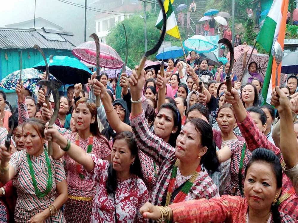 A group of GJM supporters had gathered near Chowk Bazar area and more were on the way. File photo
