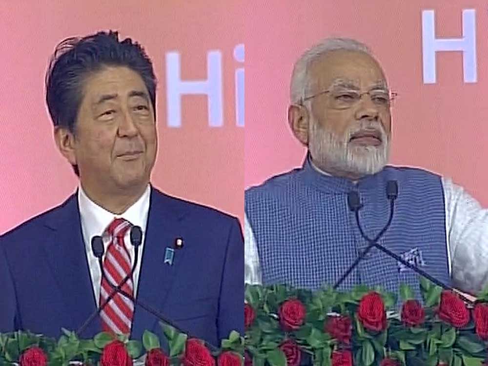 PM Narendra Modi and Shinzo Abe. Photo credit ANI