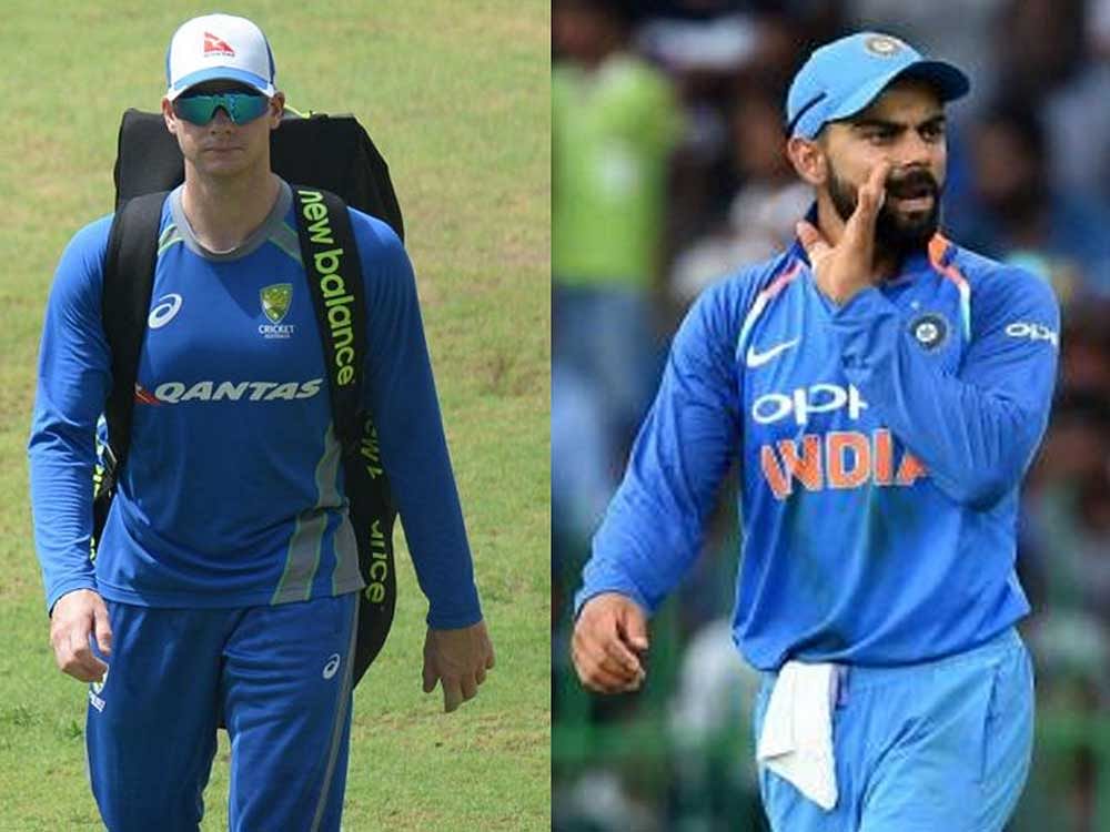 Battle royale: Indian captain Virat Kohli (R) and his counterpart Steven Smith will be the main protagonists of the limited-overs series which kicks-off on Sunday in Chennai. AFP