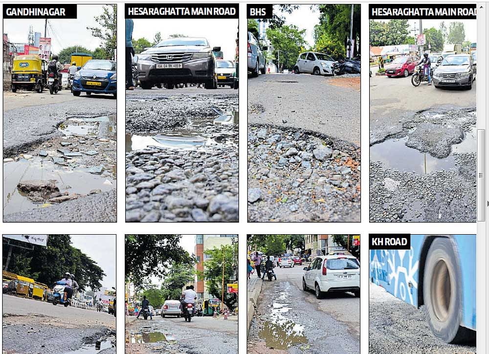 The potholes reflect the poor quality work of the Bruhath Bengaluru Mahanagara Palike (BBMP).