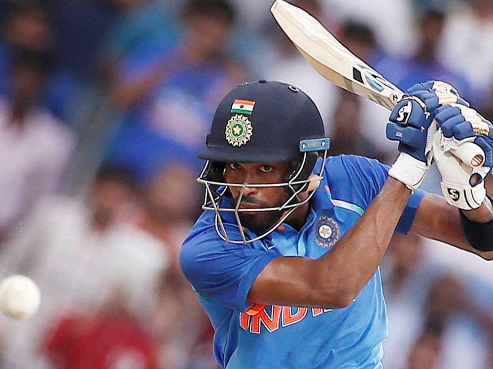 All-rounder Hardik Pandya during his explosive knock of 83 in the first ODI on Sunday. Reuters
