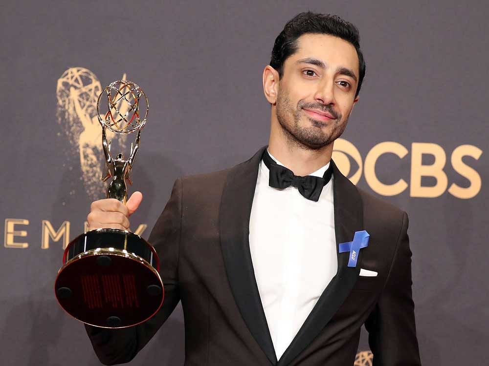 Riz Ahmed poses with the Emmy for Outstanding Lead Actor in a Limited Series or Movie for The Night Of. Reuters Photo