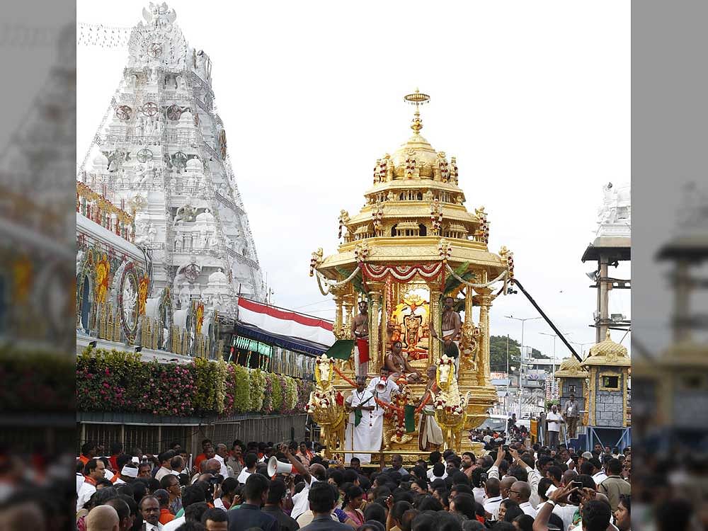 The annual Brahmotsavam also called Salakatla Brahmotsavam festival is the pinnacle of events organized by the Tirumala Tirupati Devastanams (TTD) out of a total of 450 festivals round the year. File photo