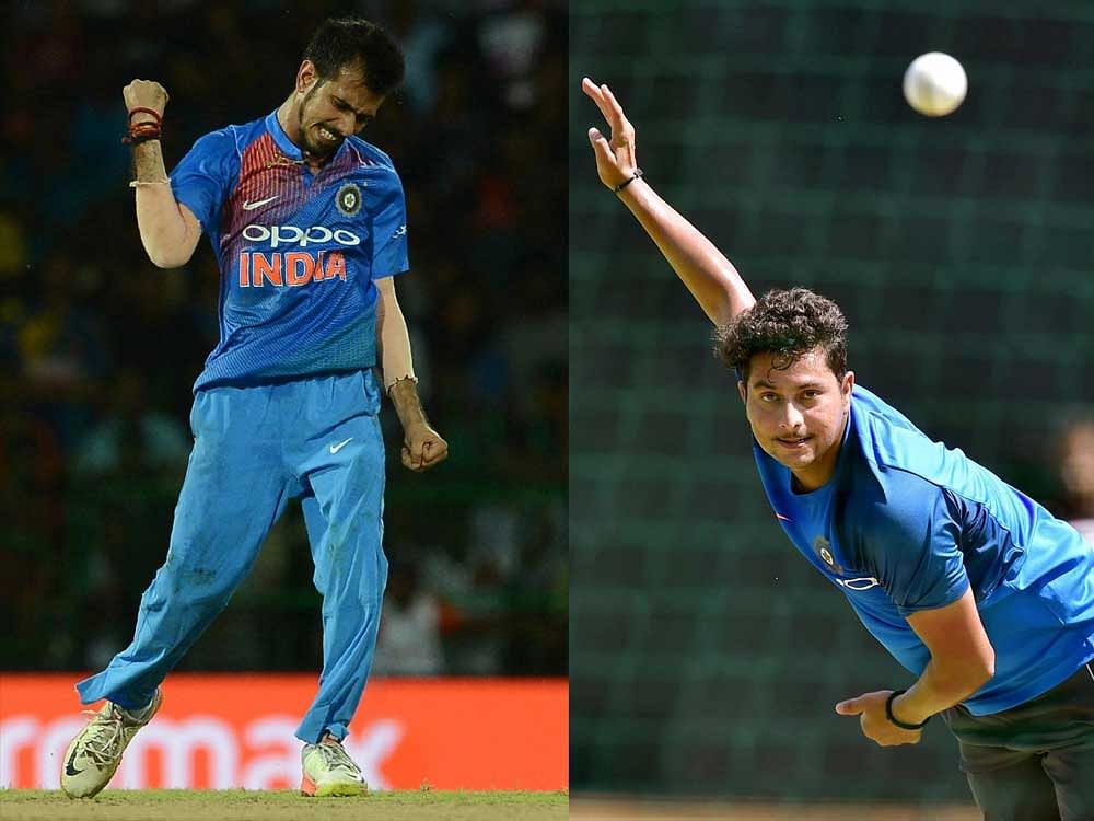 Chinaman Kuldeep Yadav (left) and leggie Yuzvendra Chahal have been Virat Kohli's trump cards in recent limited-overs matches. PTI
