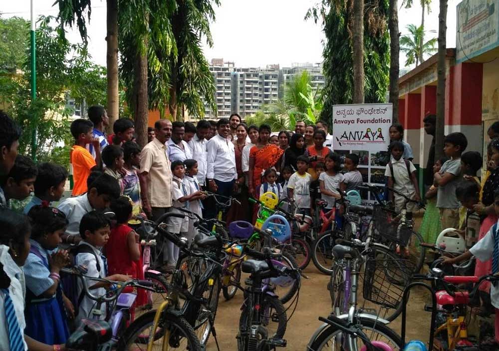 The cycles, collected through the Freedom Pedals initiative by Sampath Ramanujam and his team. DH