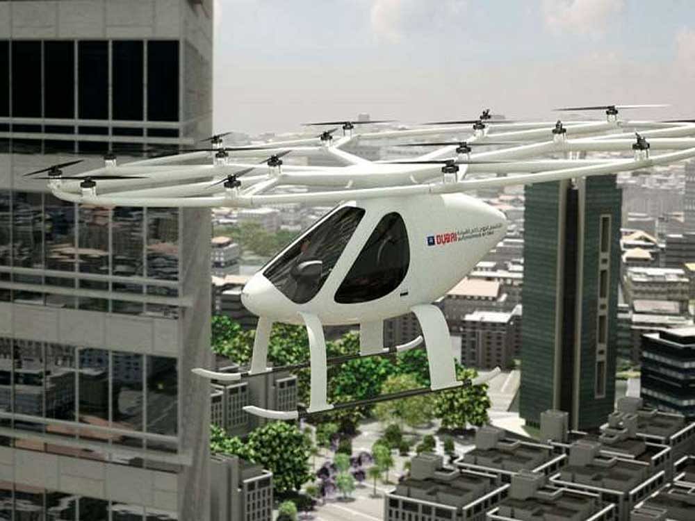 The RTA envisions that the hover-taxi will eventually be integrated into the city's existing public transport network, which includes a metro system, tramway and buses. Image courtesy Physics org/ Twitter