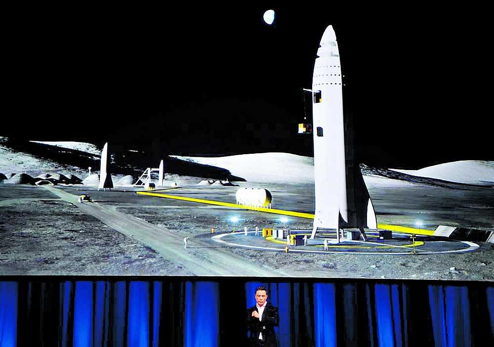 A computer generated illustration of Intercity Rocket unvieled by Elon Musk at the International Astronautical Congress in Adelaide. Reuters