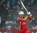 Royal Challengers Kevin Pietersen plays a shot during an IPL match against Rajasthan Royals in Jaipur on Wednesday. PTI