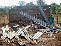 The house, which was damaged partially due to heavy rain, at Gummanakolli in Kushalnagar.
