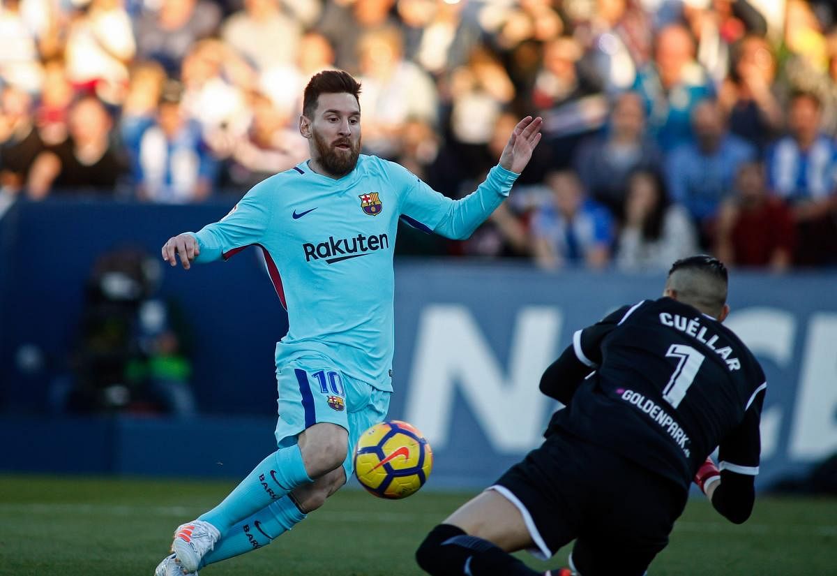 Barcelona's Lionel Messi will look to continue his fine form when they take on Barcelona in the Champions League on Wednesday. Reuters