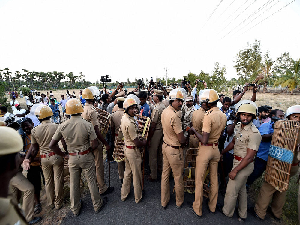 Enraged over the police action, locals gathered at the spot and allegedly manhandled constable. PTI file photo