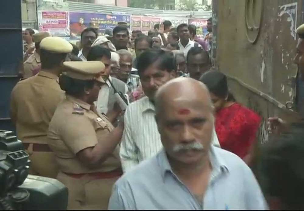 Polling began at 8 AM, with people arriving to exercise their franchise across booths in North Chennai, braving the misty conditions. Image courtesy: @ANI Twitter