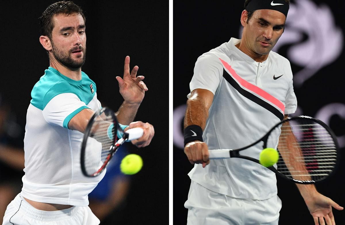 Top tussle:Marin Cilic (left) will look to topple Roger Federer and win his second Grand Slam in the final of the Australian Open on Sunday. AFP