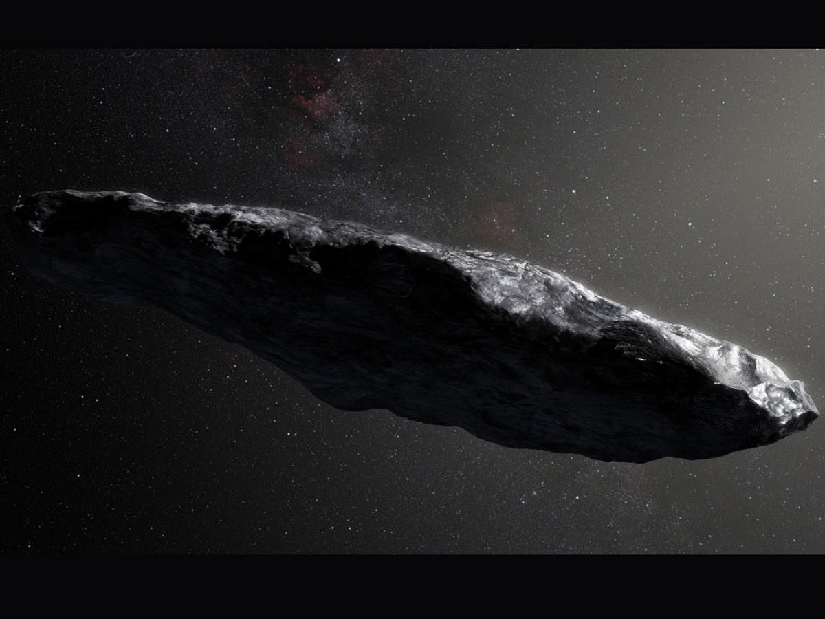 The object flew through our solar system in October and was originally thought to be a comet, then it was later revealed as a cigar-shaped asteroid. Image Courtesy: Queen's University Belfast