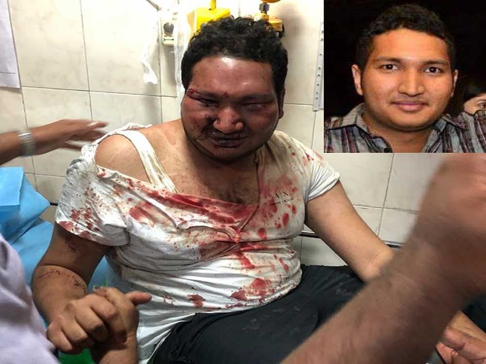 Vidvat had gone to pub Fergy Cafe in UB City to have dinner with his friend Praveen Venkatachalaiah on Saturday night and beaten by Mohammed and his friend. Insert (Before attack) DH Photo