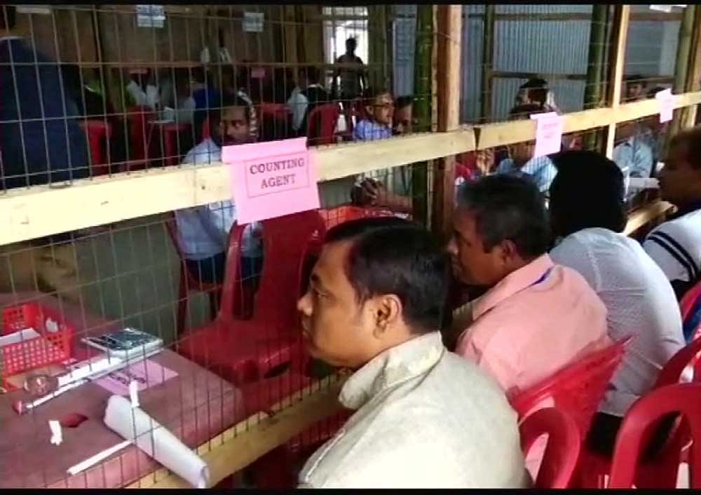 Voting was held for 59 constituencies in Tripura following the death of a candidate. The strength of the state Assembly is 60.  Image courtesy @ANI Twitter