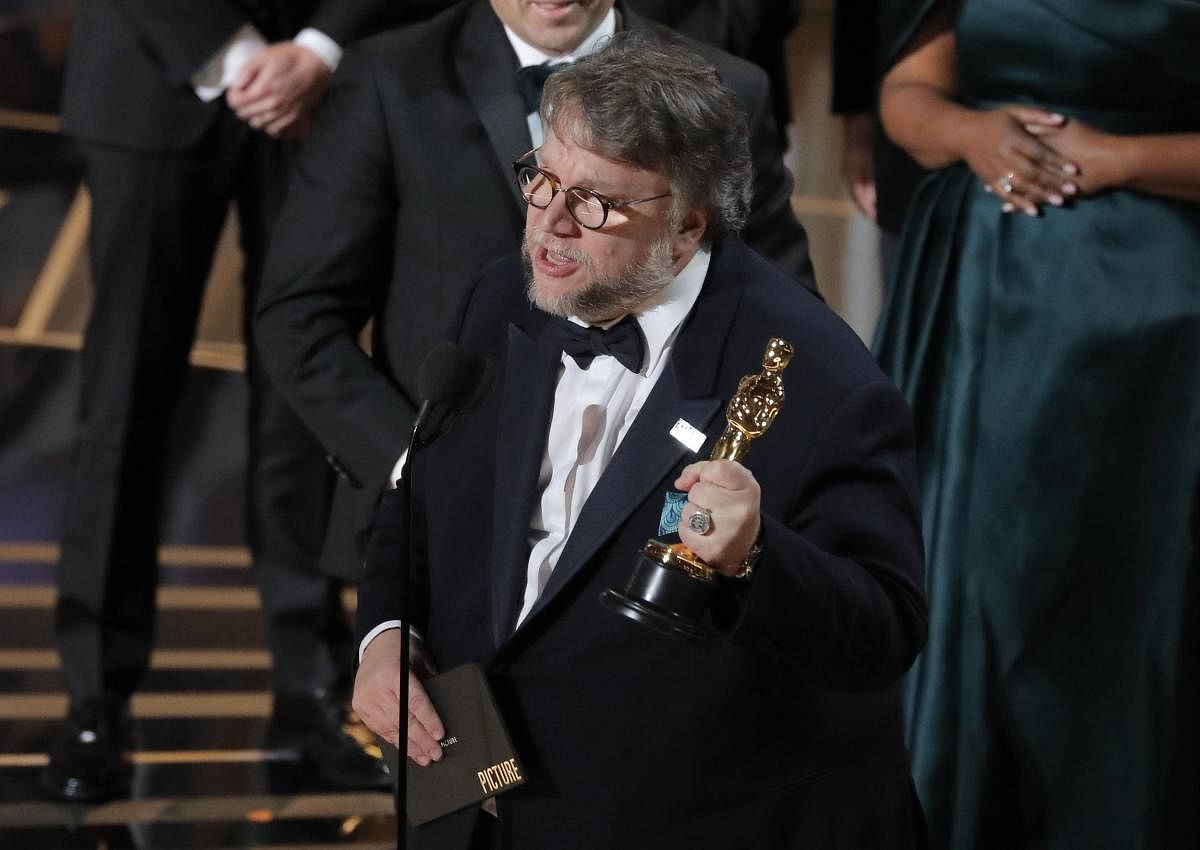 Guillermo del Toro accepts the Oscar for Best Picture for