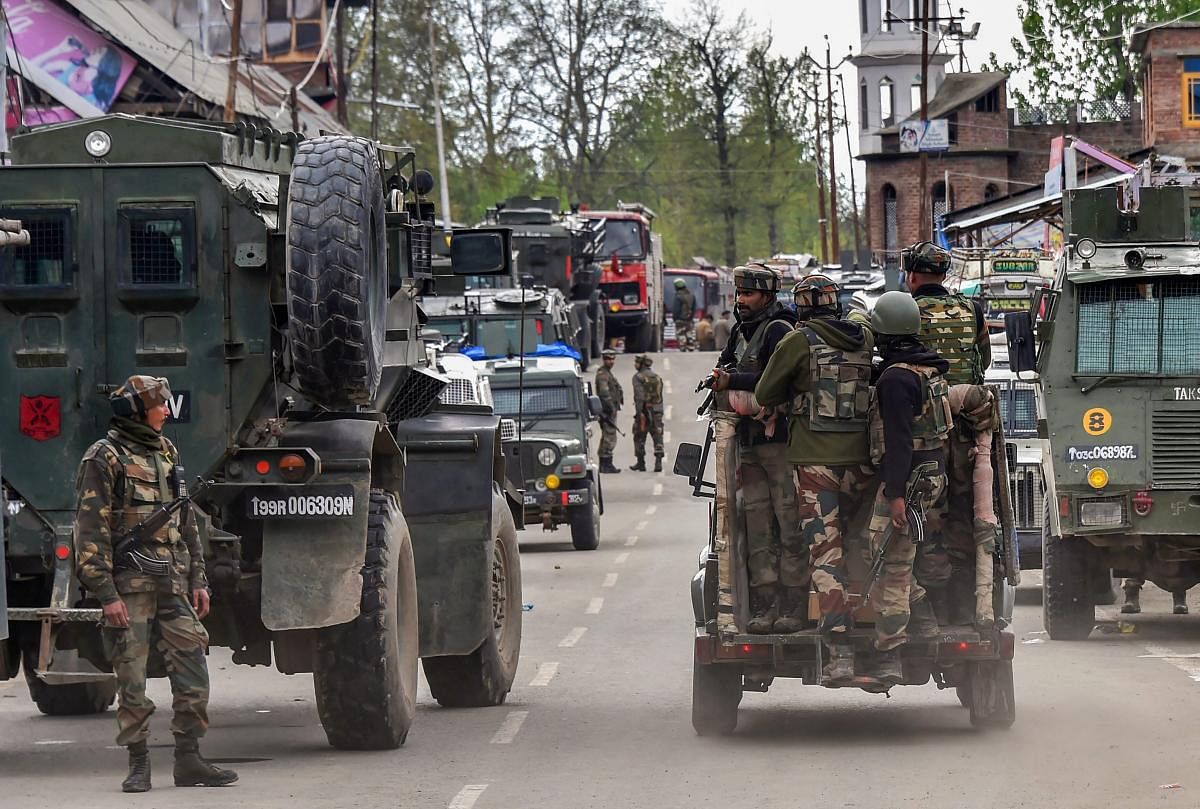 Two policemen were injured in a grenade attack by militants in south Kashmir's Pulwama district. PTI Photo