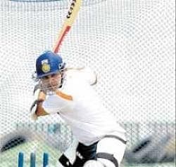The Dasher: Virender Sehwag trains on Saturday ahead of the first Test against Lanka. AFP