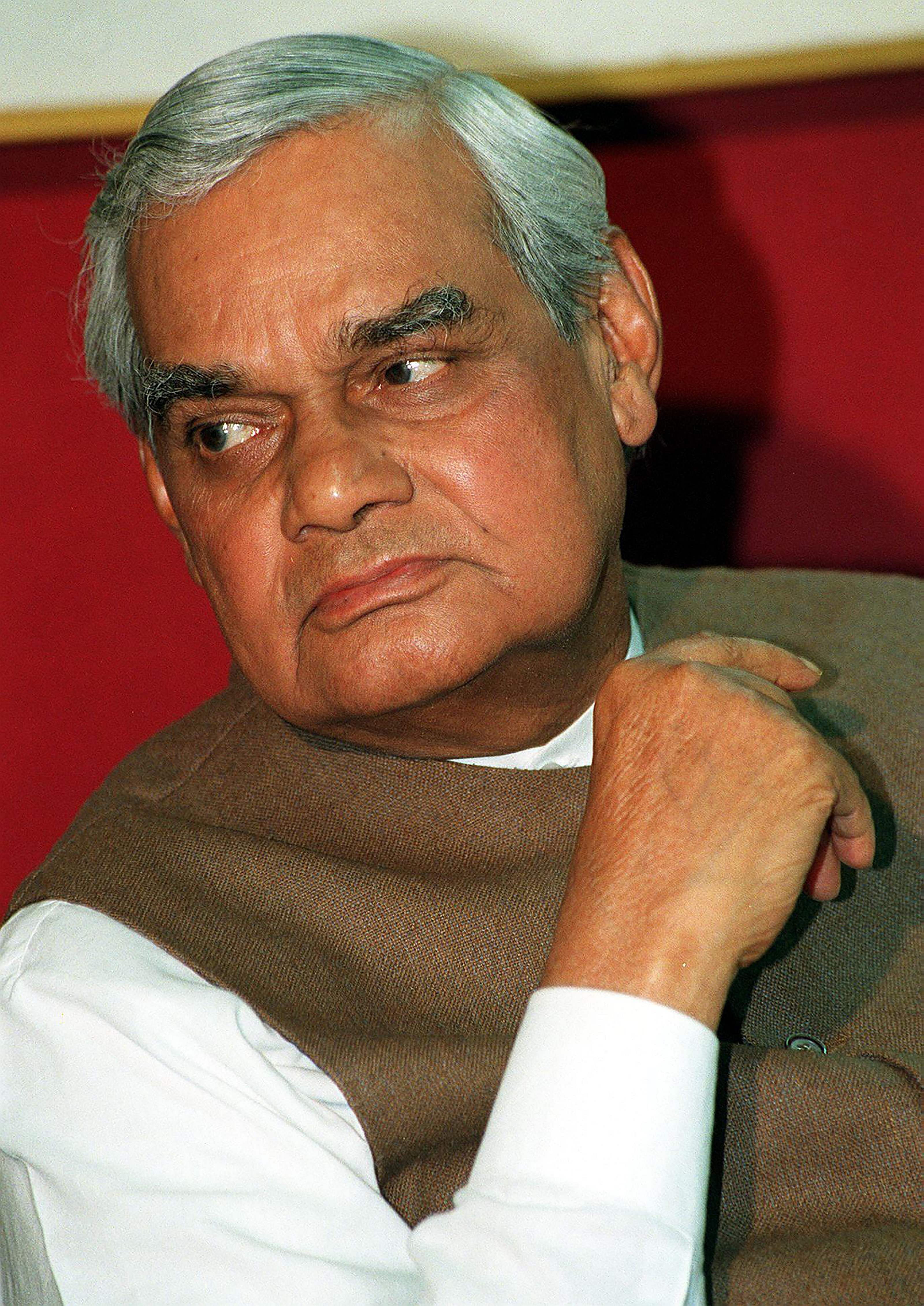 In the brief clip, Vajpayee is seen reciting a poem from a stage. (Credit: AFP File Photo)