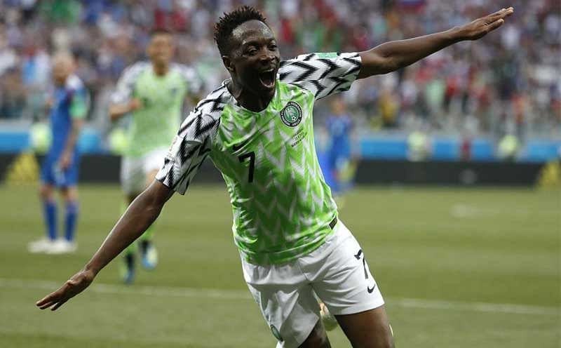 Nigeria's Ahmed Musa celebrates after scoring his team's second goal during the group D match between Nigeria and Iceland at the 2018 soccer World Cup in the Volgograd Arena in Volgograd, Russia. AP/PTI Photo