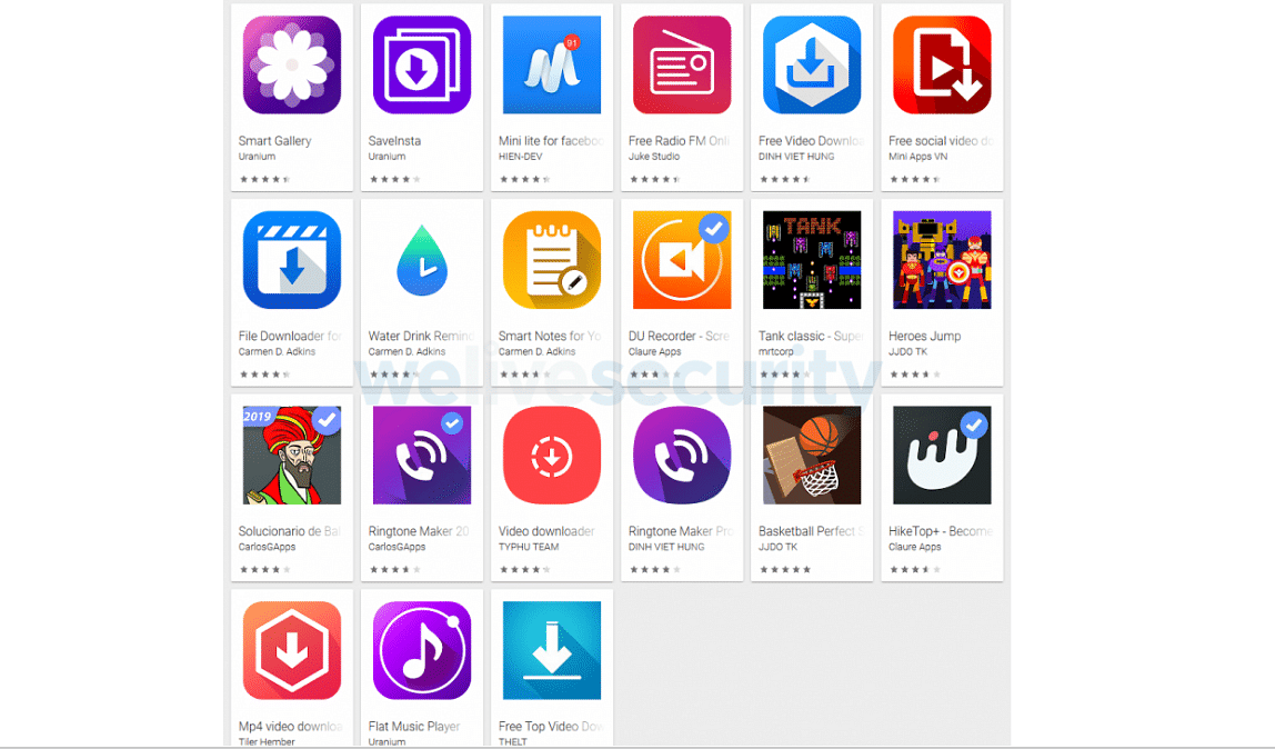Newly discovered 42 malicious apps on Google Play store (Pictur Credit: ESET)