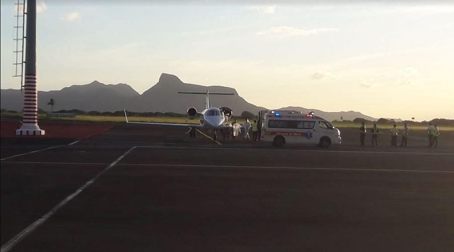 The Air Ambulance before taking off from Mauritius to Chennai (DH Photo)