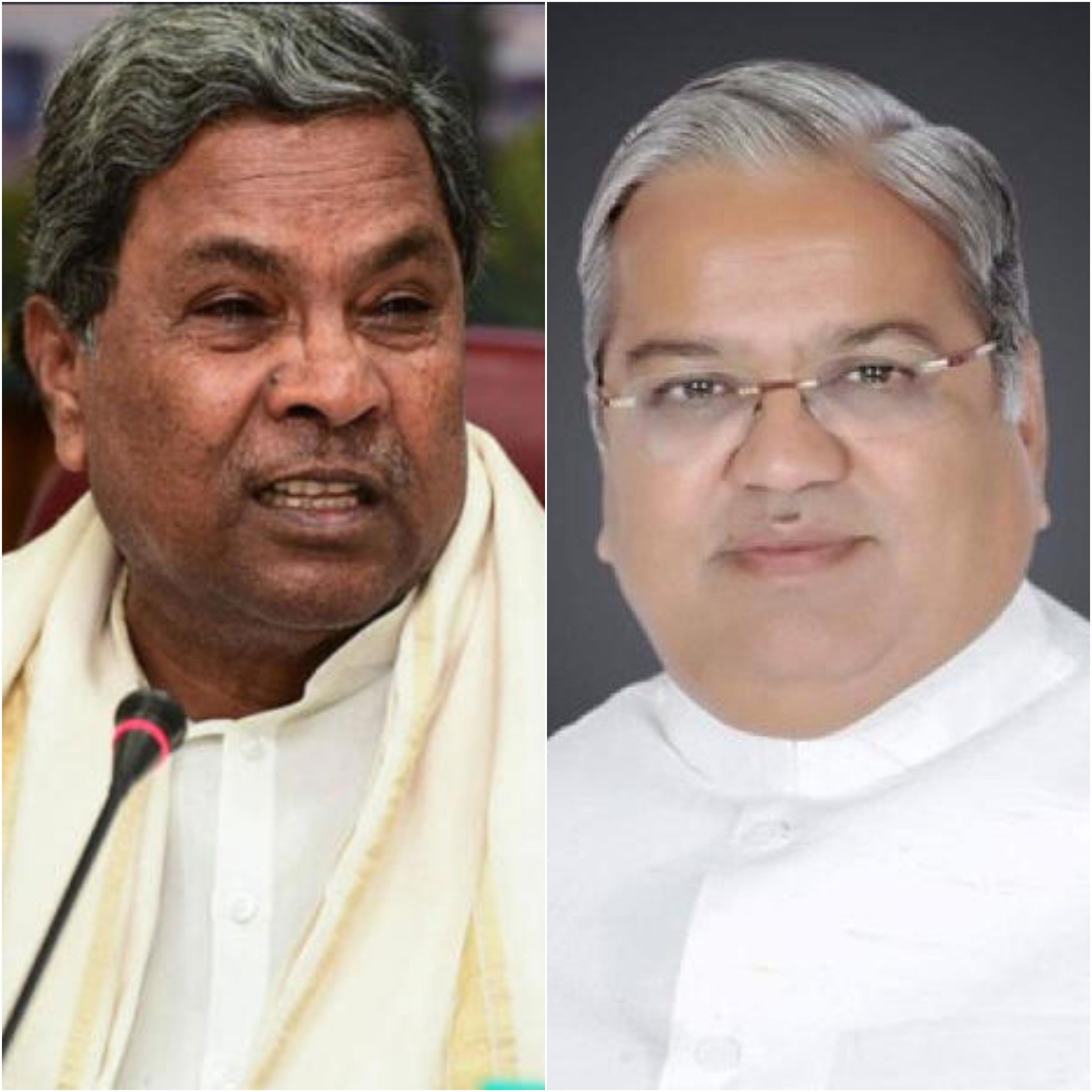 Leader of Opposition in Legislative Assembly Siddaramaiah and Deputy Chief Minister Govind Karjol. (PTI photo)