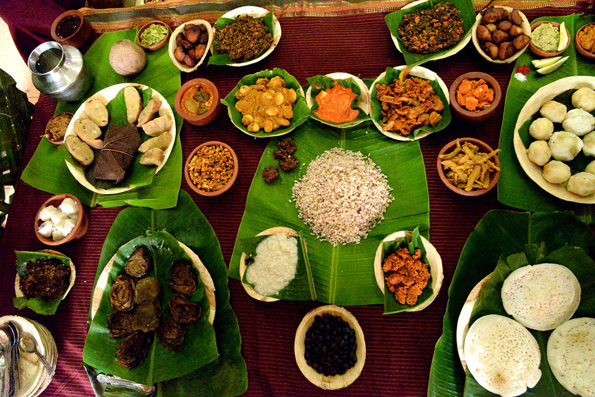 Besant College prepared delicacies food as a part of Aatidonji Dina, at College hall in Mangaluru on Saturday. DH Photo
