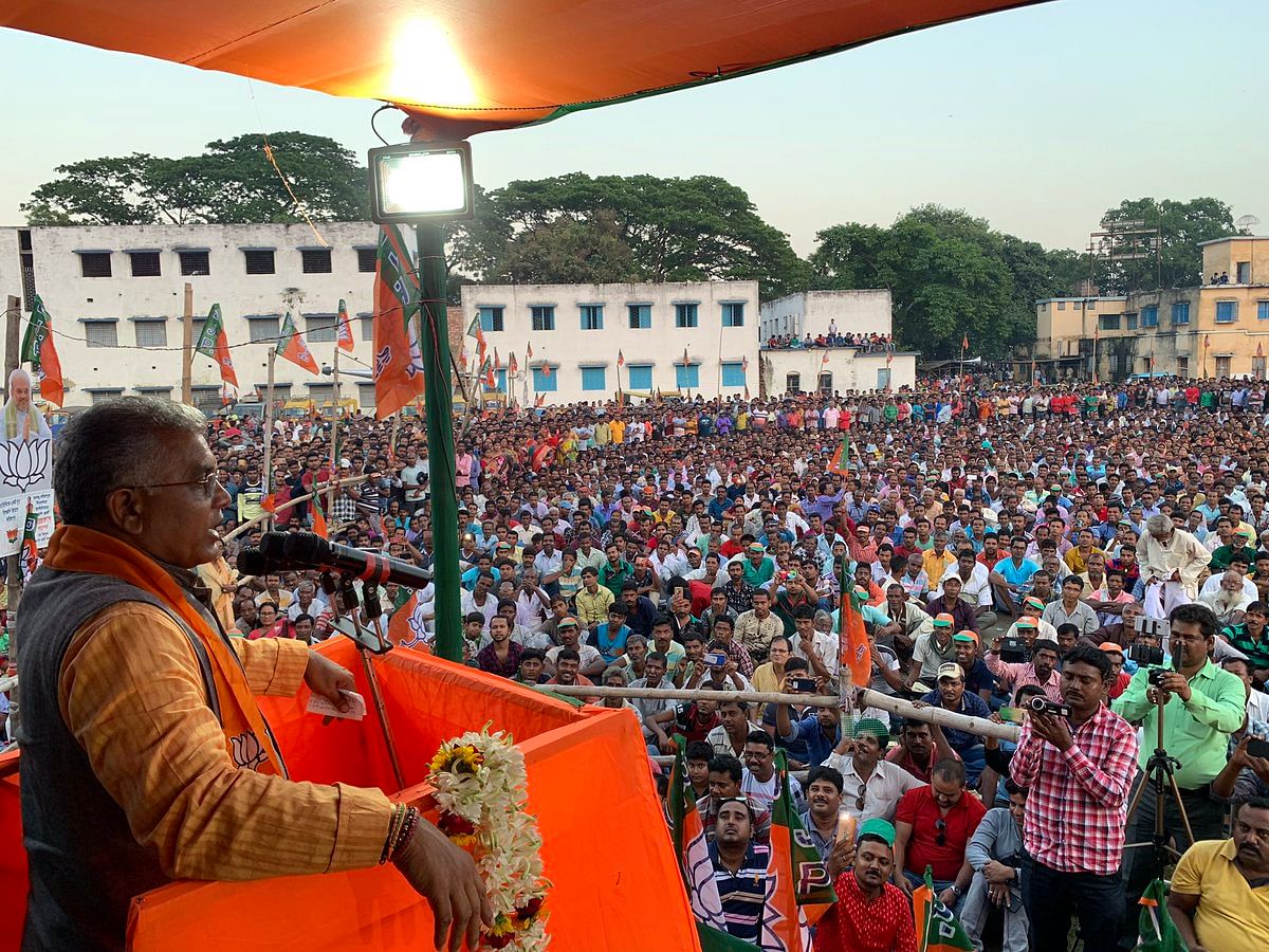BJP state President Dilip Ghosh in Karimpur. Credit: Twitter/@DilipGhoshBJP