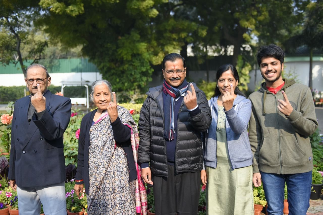 Voted along with my family, including my first-time voter son, Kejriwal said in a tweet.