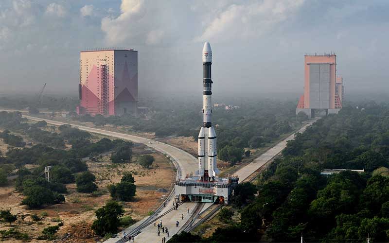 GSLV-F11 / GSAT-7A launcher at Satish Dhawan Space Centre at Sriharikota. (Credit: www.isro.gov.in)