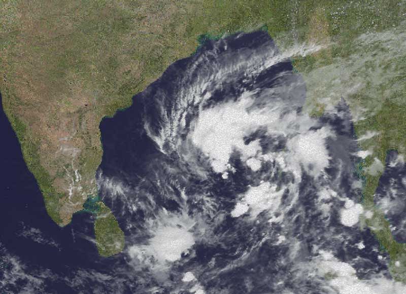 The cyclonic storm lay 930 km east-northeast of Chennai and 980 km east-southeast of Sriharikota on Sunday morning and is very likely to intensify further into a severe cyclonic storm during next 24 hours, the IMD said. (Image credit: cyclone.com)