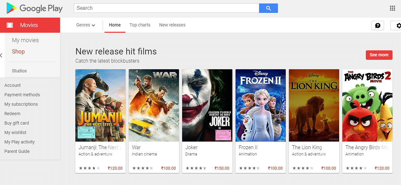 Google Play Movies & TV app (Play store screen-shot)