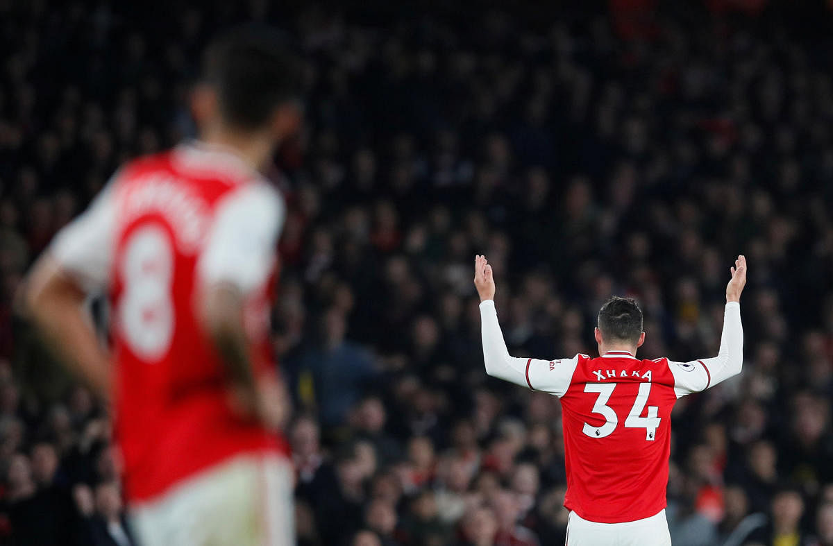  Arsenal's Granit Xhaka reacts to being substituted. (Reuters file photo)