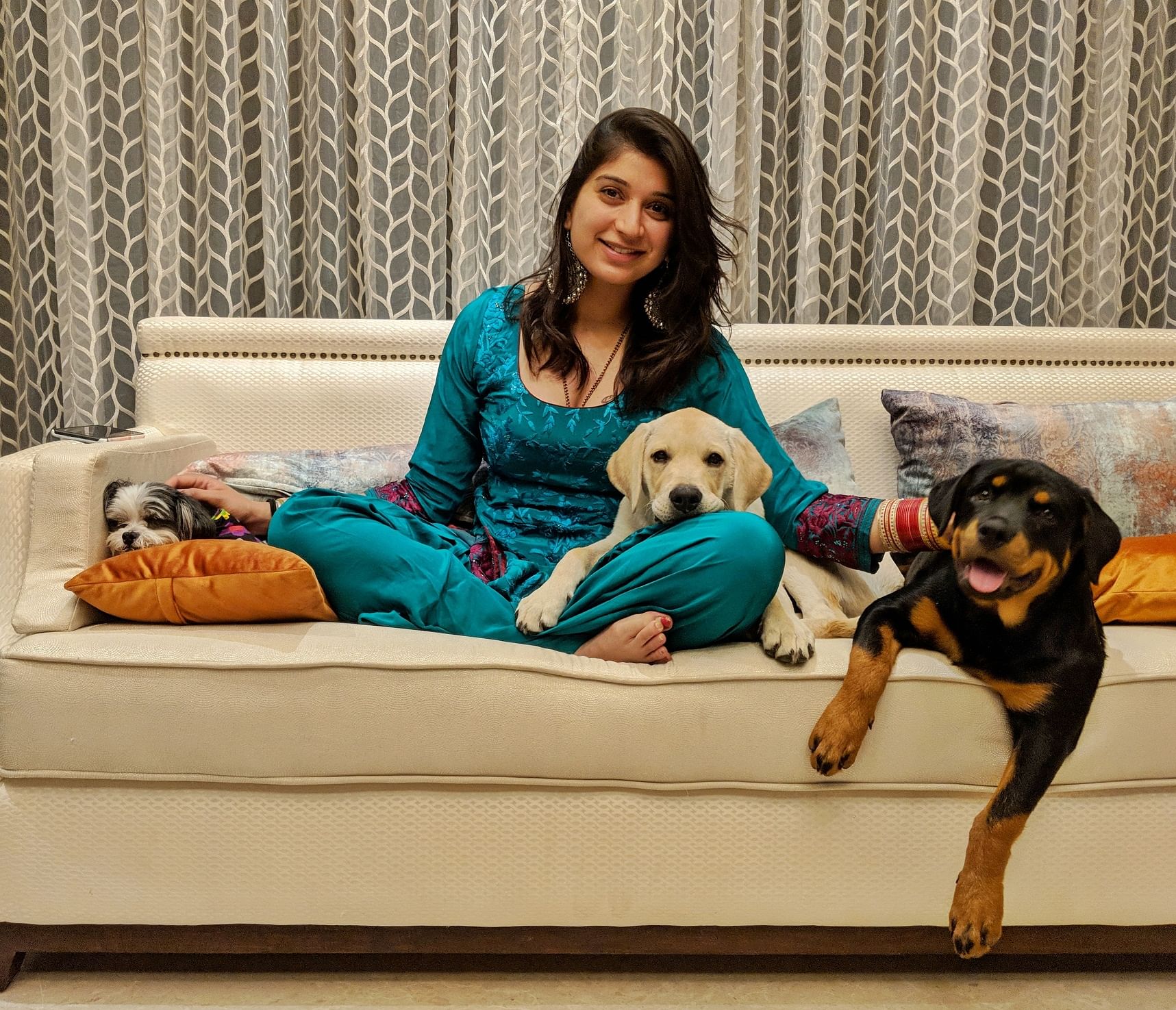 Harleen Singh with her pets.