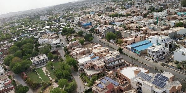 An aerial view of a deserted roads during the nationwide lockdown imposed by the government to curb the spread of coronavirus, in Jodhpur, Friday, April 10, 2020. (PTI Photo)