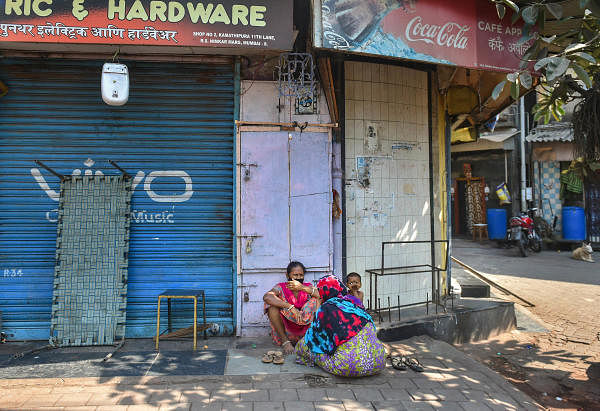 Shops are seen closed during a nationwide lockdown in the wake of coronavirus pandemic, at Kamathipura area in Mumbai, Sunday, March 29, 2020. (PTI Photo/Mitesh Bhuvad)
