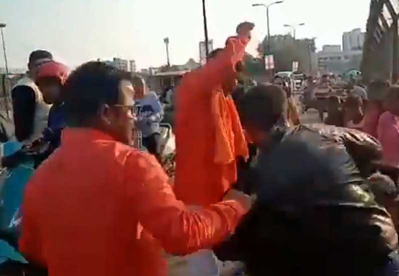 Screenshot from the video, which was surfaced on social media, of beating Kashmiri vendors in Lucknow.