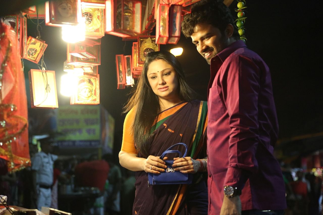 A scene from ‘Devaki’ which stars Priyanka Upendra.